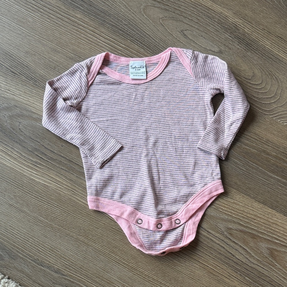 FREE WITH PURCHASE -Splendid pink striped long sleeves cotton bodysuit